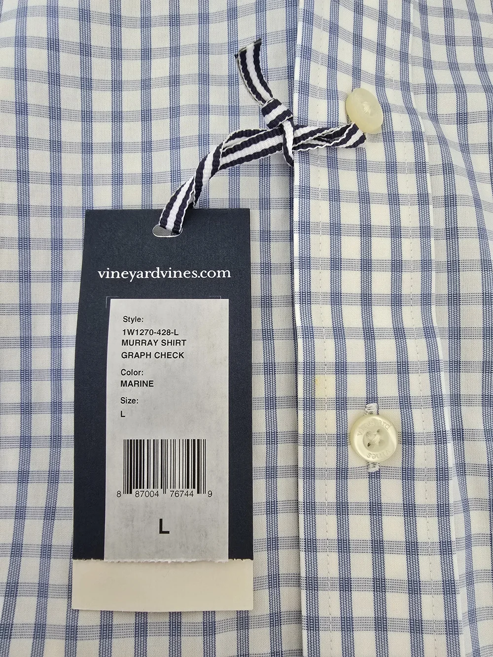 NWT Vineyard Vines Murray Shirt Gingham Marine Large - Picture 3 of 6